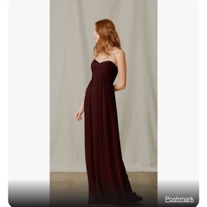 Amsale Sarabeth Strapless Bridesmaid Dress GB032F size 12 (altered), Merlot/Ruby